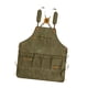 thumbnail image 4 of Delantal de trabajo impermeable para cocina, tienda, lona, ​​espalda cruzada, tirantes ajustables verde oscuro, 4 of 9