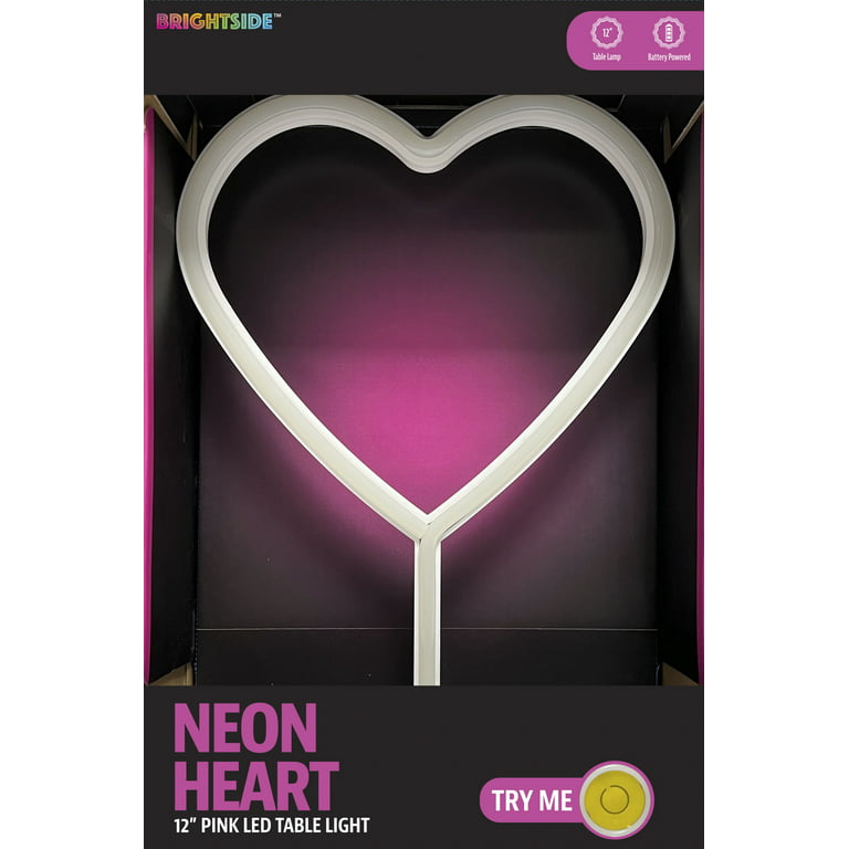 Brightside Heart Shaped LED Neon Battery Powered Table Light - Pink - 12 in