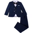 thumbnail image 2 of Boys Formal Suit Set 5 Piece Slim Fit Black Suit with Shirt and Vest, 2 of 7