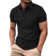 thumbnail image 2 of Gyexs Mens Ribbed Polo Shirts Summer Knit Textured Casual Short Sleeve Shirt Breathable Polo Casual Collared T Shirt with Pocket Black, Size XXXL, 2 of 8
