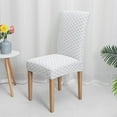 thumbnail image 3 of Jacquard Stretch Chair Covers for Dining Room Set of 4,Soft Thick Solid Luxury Dining Chair Slipcover Stretchable for Kitchen,Hotel,Restaurant,Ceremony Universal Size(4 Pieces, White & Grey), 3 of 6