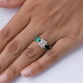 thumbnail image 2 of AFFY 3-Stone Ring for Women, Emerald Cut Lab Created Moissanite & Green Emerald Lab Grown Gemstone Birthstone Engagement Ring | Promise Ring for Her in 14K Rose Gold Over Sterling Silver-4, 2 of 7