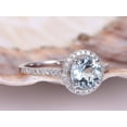 thumbnail image 2 of 7mm Natural Aquamarine Engagement Ring Round Cut Aquamarine 925 sterling Silver Ring Gift for Love, 2 of 5