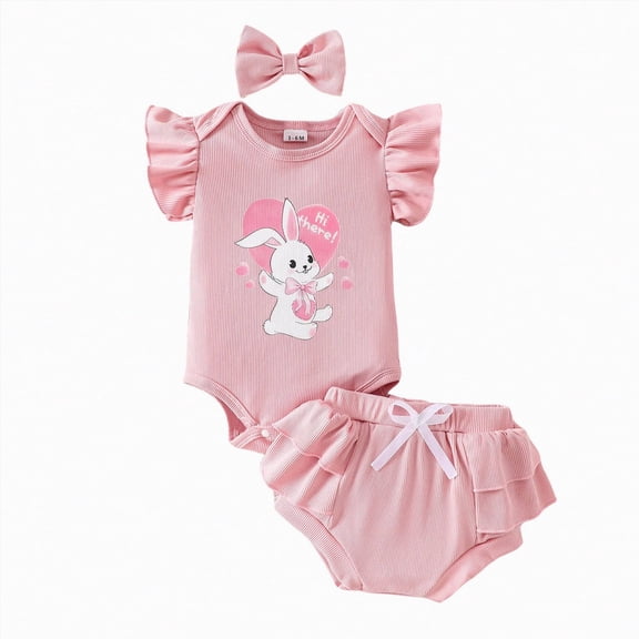 Kaprioy Baby Girl Clothes My First Mother's Day Outfits Besties Embroidery Romper Skirt Shorts Headband 3Pcs Set Girls Easter Outfits