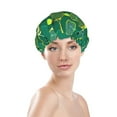 thumbnail image 2 of Tennis Rackets and Balls Shower Cap, Reusable Bath Hair Hat for all Hair Lengths Hair Cover with Elastic Band Double Waterproof Layers Bathing Hat, 2 of 5