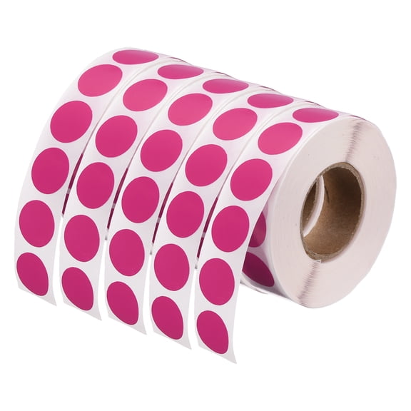 Uxcell 5000 Pcs Colored Dots Stickers, 1/2" Adhesive Round Color Coding Labels Sticky Polka Circle Price Sticker for Office Classroom Papers Shop, Pink (1000 Pcs Per Roll, 5 Rolls)