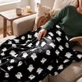 thumbnail image 4 of Halloween Ghost Print Flannel Throw Blanket 39.4 x 51.2 Inch for Cozy Living Room Decor, Soft Lightweight Decorative Bed Blanket for Fall Seasonal Home Comfort, 1Pack E, 4 of 5