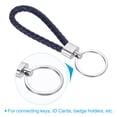 thumbnail image 3 of Braided Leather Keychain with Stainless Steel Key Ring, PU Woven Wristlet Lanyard, Dark Blue, 3 of 5