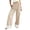 Khaki, variant on Womens Flowy Wide Leg Pants Casual Trousers Lace Trim High Waist Comfortable Loungewear Stretchy Everyday Wear for Women Size One Size