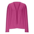 thumbnail image 4 of VISALY Cropped Cardigan Long Sleeve Cardigan Womens Autumn Spring Summer Casual Solid V Neck Elegant Cardigan Tops Open Front Cardigan Thin Cardigans Lightweight Hot Pink M, 4 of 6