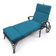 thumbnail image 2 of Jordan Manufacturing 72" x 22" Fresco Peacock Teal Solid Rectangular Outdoor Chaise Lounge Cushion with Ties and Hanger Loop, 2 of 12