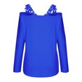 thumbnail image 5 of hotojiny Cold Shoulder Tops for women Casual Long Sleeve V Neck Shirt Trendy Strapless Lace Patchwork Blouse Going Out, 5 of 6