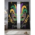 thumbnail image 4 of Mardi Gras Mask Sheer Curtains for Living Room Bedroom, Purple Gold Green Carnival Confetti Black Light Filtering Sheer Curtain Rod Pocket Voile Window Treaments Drapes, 52 x 96 Inches, 4 of 9