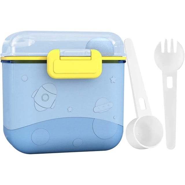 Dispensador de leche para bebés EACHPT, caja de dosificación de leche en polvo One Touch de 480 ml, caja de leche en polvo para bebés, con tapa de silicona sellada, barra niveladora y cuchara brillar Electrónica