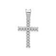 thumbnail image 3 of 14k White Gold Diamond Cross Pendant Necklace for Men and Women with Modern Sleek Design Minimalist Religious Jewelry with Round Cut Prong Setting Faith Symbol, 3 of 6