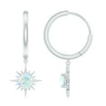 thumbnail image 3 of 5 MM Round Shape Ethiopian Opal and Gold Sunburst Hoop Drop Earrings For Women, 10K White Gold, 3 of 9