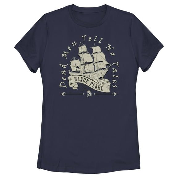 Women's Pirates of the Caribbean: Dead Man's Chest Dead Men Tell No Tales Black Pearl Graphic Tee Navy Blue Large