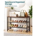 thumbnail image 2 of Kitsure 3-Tier Metal Shoe Rack with Wooden Top, Sturdy Shoe Organizer for Entryway, Bedroom, Closet, 29.0" x 11.4" x 18.4", Rustic Brown, 2 of 9