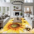 thumbnail image 3 of Large Area Rugs for Living Room Bedroom, Sunflower 5'x8' Rug Washable Carpet Runner Indoor Outdoor, Yellow Floral Elegant Flowers Pastoral Non Slip Floor Mats Rug for Kitchen, Bathroom, 3 of 8