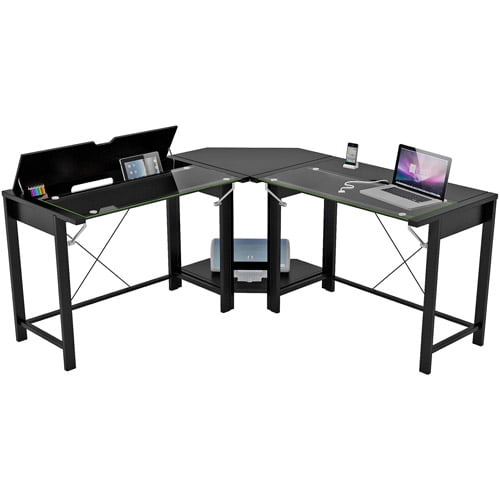 Palomar L Shaped Computer Desk Black Metal And Gl Paper Palomar L Shaped Computer Desk Black Metal And Gl Paper Laminate
