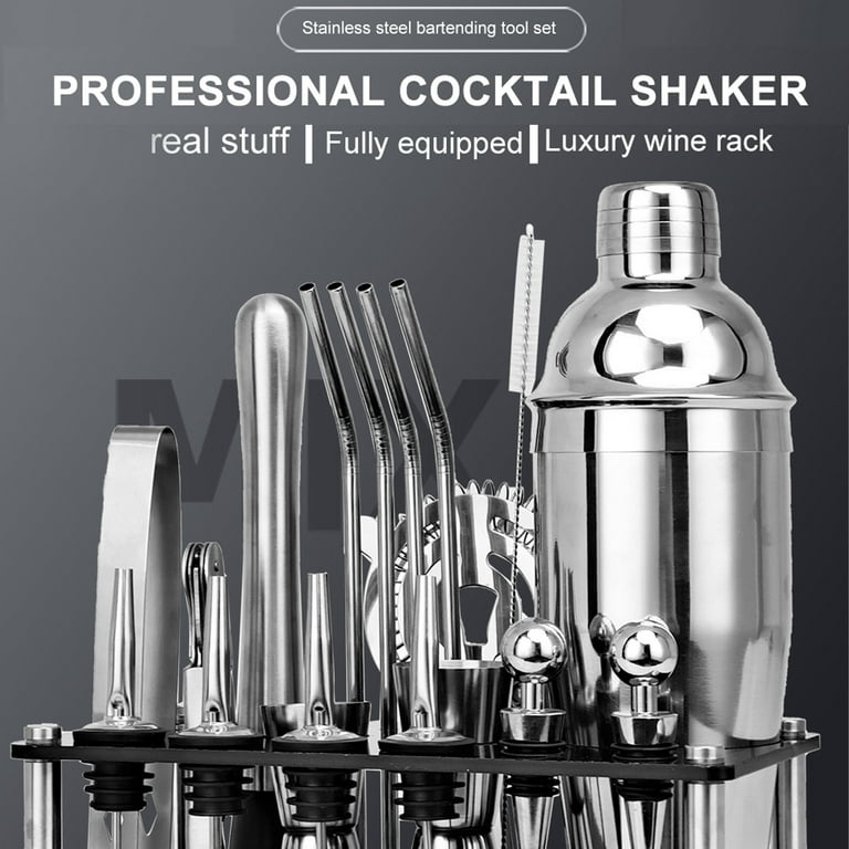 Viadha Kitchen Gadgets Cocktail Shaker Set with Stand,10-Piece Set,Gifts for Men Grandpa,Stainless Steel Bartender Kit Bar Tools Set,Home, Bars
