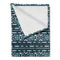 thumbnail image 2 of Aztec Soft Flannel Fleece Throw Blanket, Assortment of Prehistoric Geometric Shapes, Cozy Plush for Indoor and Outdoor Use, 50" x 60", Dark Turquoise Seafoam, by Ambesonne, 2 of 5