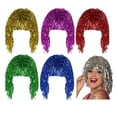 thumbnail image 1 of 6 piezas de pelucas de oropel de colores, pelucas metálicas para disfraz, cosplay, pelucas para fotomatón, pelucas brillantes para fiesta de disfraces para mujeres, 1 of 1