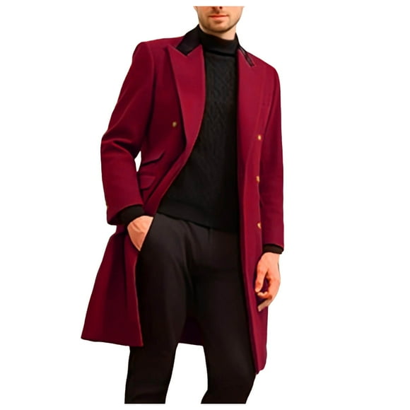 QHFBli Single-Breasted Mens Trench Coat Men's Winter Anorak Long Wool Overcoat with Fashionable Design for Comfort and Warmth in Cold