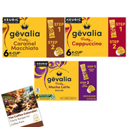 Gevalia 18-Count 2-Step K-Cup Variety Pack: Cappuccino K Cups, Mocha Latte K Cups, Caramel Macchiato K Cups,6pcs Each- Includes Recipe eBook, Perfect for Keurig Machines
