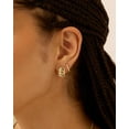 thumbnail image 2 of Leander 14K Gold Plated Ribbed Hoop Earrings for Women - Chunky Ridge Statement Earrings - Boho Puffy Croissant Huggie Hoops Trendy Gold Jewelry, 2 of 5
