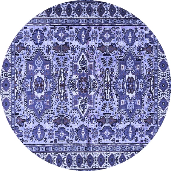 Ahgly Company Indoor Round Persian Blue Traditional Area Rugs, 4' Round