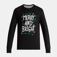 thumbnail image 4 of Yuaguia Family Christmas Matching Pajamas Set, Merry and Bright Light Print Long Sleeve Tops and Black Pants, Holiday Sleepwear, Men M, 4 of 6
