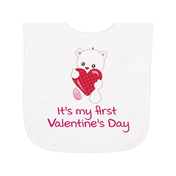 Inktastic It's My First Valentine's Day Baby Terry Cloth Bib