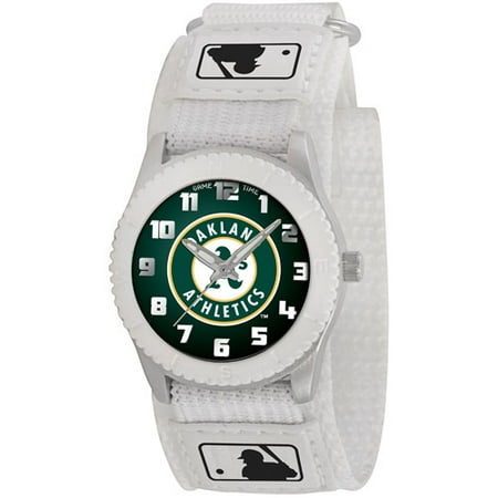 Game Time MLB Kids' Oakland Athletics Rookie Series Watch, White Velcro Strap