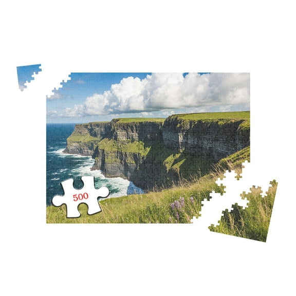 500 Pieces Jigsaw Puzzle for Adults Magnificent Cliffs of Moher Ireland Winter Landscape Scenery Artwork Wooden Puzzle Game Home Decoration 20.5x15 Inch