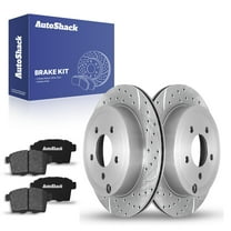 AutoShack 11.89" (302 mm) Rear Vented Drilled & Slotted Brake Rotors Coated Ceramic Brake Pads | Replacement for 2007-2010 Ford Edge | Silver Zinc Coated | 6-PC Brake Kit | SilverShield Pro