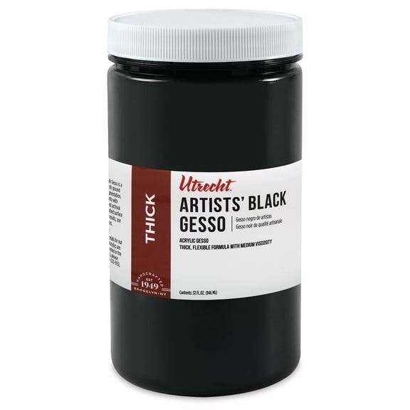 Utrecht Artists' Acrylic Gesso - Black, 32 oz