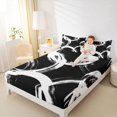 thumbnail image 4 of Homewish Graffiti Stripe Circular Queen Sheet Sets,Abstract Geometric Desgin Flat Sheet,Black White Queen Fitted Sheet For Boys Kids,Breathable Home Decor,4 Pieces, 4 of 7