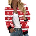 thumbnail image 2 of Chaqueta informal de manga larga sin capucha y con capucha para mujer, moderna, con estampado navideño, con cremallera y bolsillo, de poliéster., 2 of 5