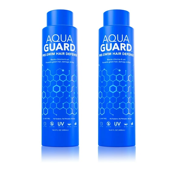 AQUA GUARD Pre-Swim Hair Defense | No More Swim Hair | Prevents Chlorine Damage + Softens Hair While Swimming | Made in California | Color Safe, Leaves Hair Smelling Great | 16.