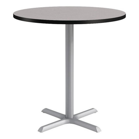 KFI Studios 42in Round Dining Table - 42in H - Gray Top - Silver Base
