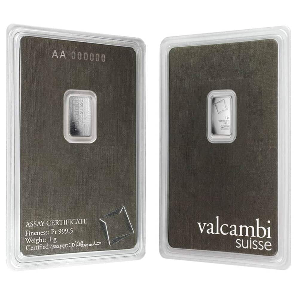 1 Gram Platinum Bar - Valcambi Suisse .9995 Fine (in Assay)