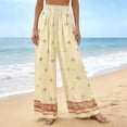thumbnail image 2 of Tnhcen Women's Bohemian Print Drawstring Palazzo Pants, 100% Polyester Pre - Shrunk Bamboo Modal, Elastic Waist Beach Vacation Casual Wide Leg Trousers for Women S - 2XL, 2 of 8