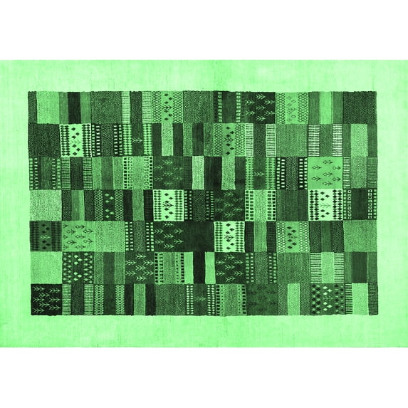 Ahgly Company Indoor Rectangle Solid Emerald Green Modern Area Rugs, 5' x 8'
