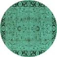 thumbnail image 1 of Ahgly Company Indoor Round Oriental Turquoise Blue Traditional Area Rugs, 5' Round, 1 of 4