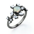thumbnail image 4 of JeenMata Anillo de Compromiso con Ópalo de Fuego Mexicano de 0,75 ct y Moissanita, Engaste de Tensión Estilo Catedral, Chapado en Oro Negro de 18 K sobre Plata, 4 of 6