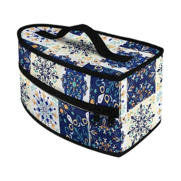 Bolsa de almacenamiento para plancha de vapor, compacta y multifuncional. Azul y blanco