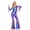 Blue, variant on Women Shiny Metallic Flare Jumpsuit 70s 80s Prom Party Rave Outfits Cowgirl Fringe Rompers Hot Pink L
