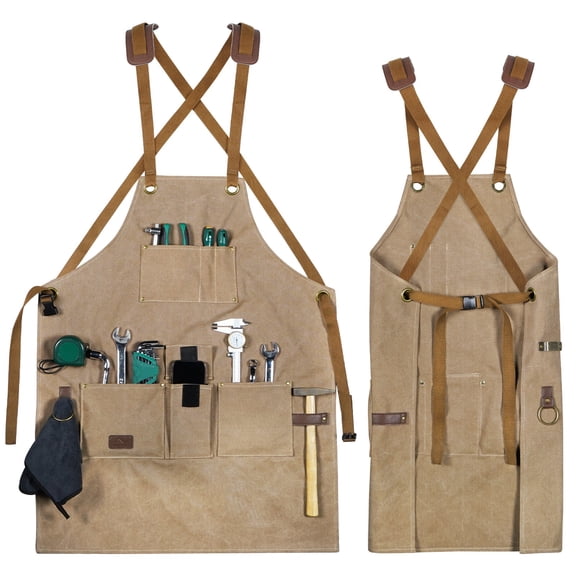 Heavy Duty Canvas Tool Work Shop Apron Woodworking Apron With 9 Pockets For Men