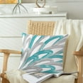 thumbnail image 4 of Throw Pillow Cases Pack of 2 Cozy Fleece Two-Tone Abstract Feather Decorative Cushion Covers for Couch Bed Sofa Farmhouse Decoration 20 X 20 Inches Teal Grey, 4 of 6